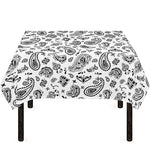 White Paisley Bandana Pattern Print Tablecloth