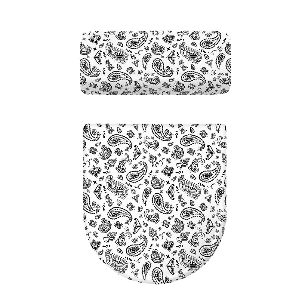 White Paisley Bandana Pattern Print Toilet Lid And Tank Cover Set