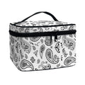White Paisley Bandana Pattern Print Travel Makeup Bag