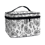 White Paisley Bandana Pattern Print Travel Makeup Bag