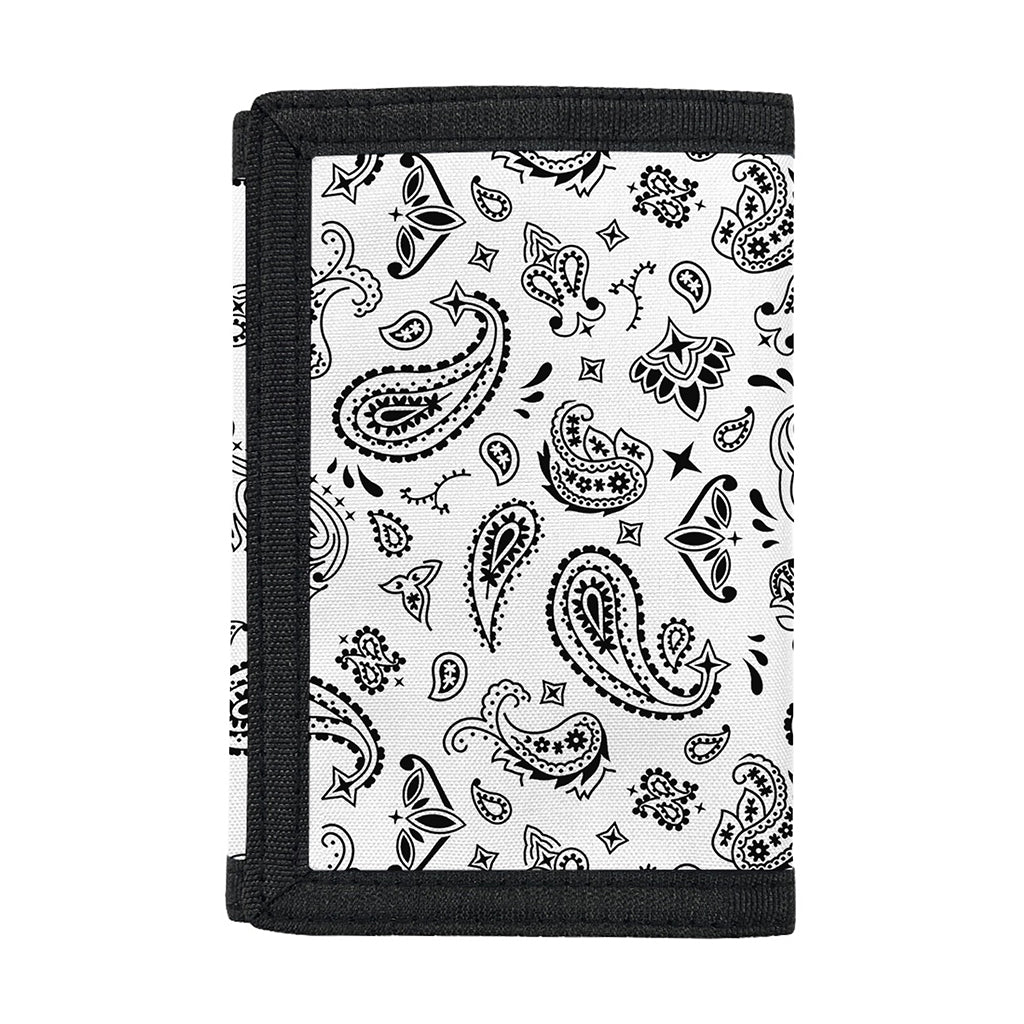 White Paisley Bandana Pattern Print Trifold Wallet
