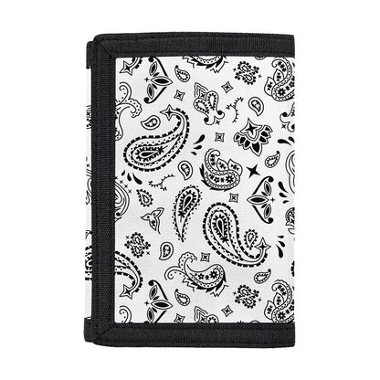 White Paisley Bandana Pattern Print Trifold Wallet
