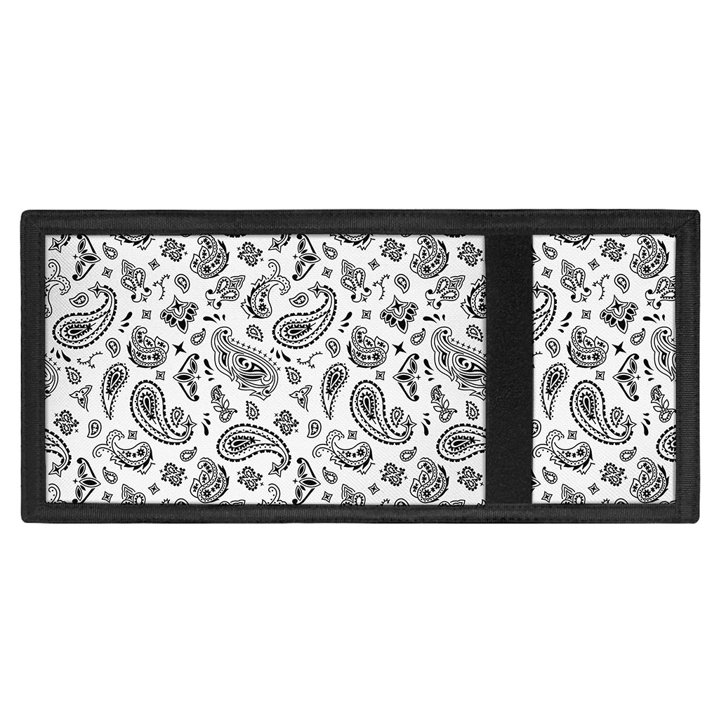 White Paisley Bandana Pattern Print Trifold Wallet