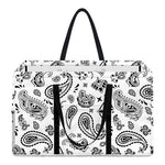 White Paisley Bandana Pattern Print Utility Tote Bag