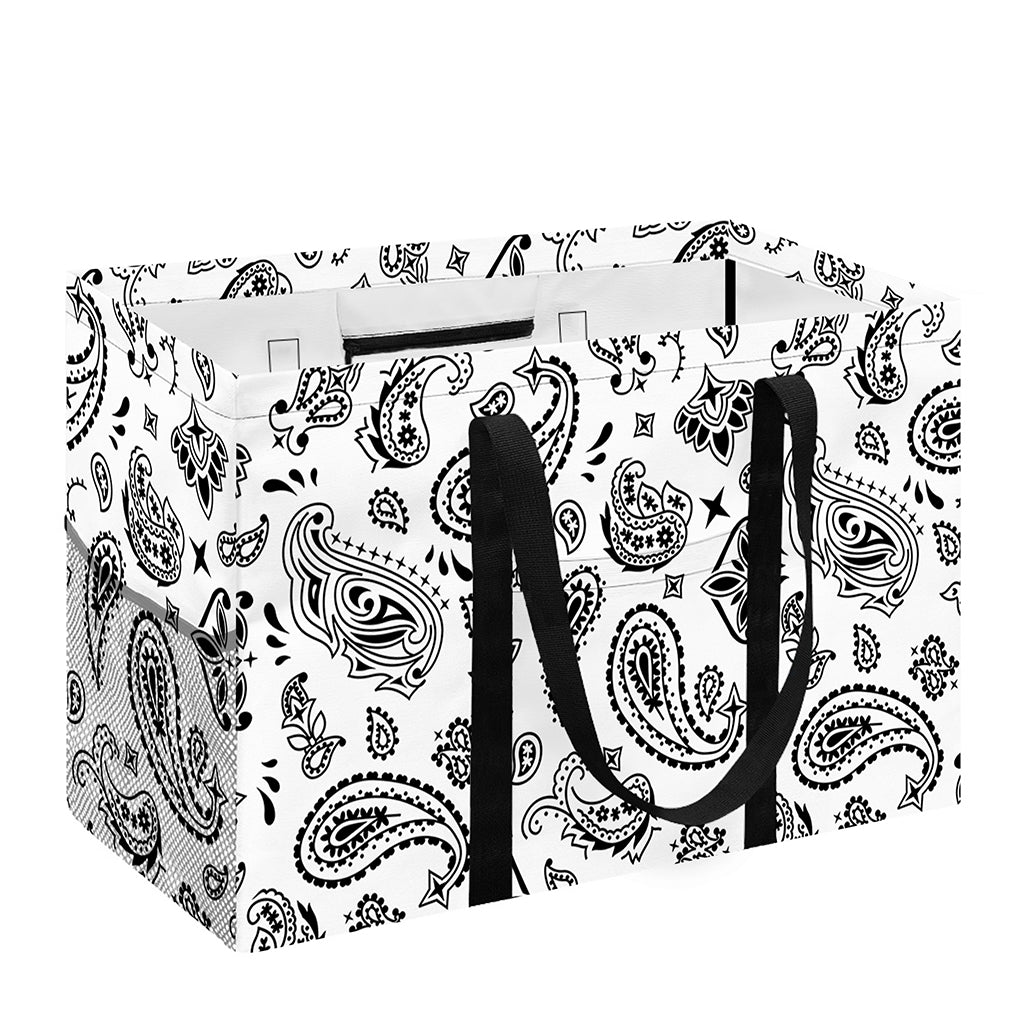 White Paisley Bandana Pattern Print Utility Tote Bag