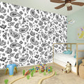 White Paisley Bandana Pattern Print Wall Sticker