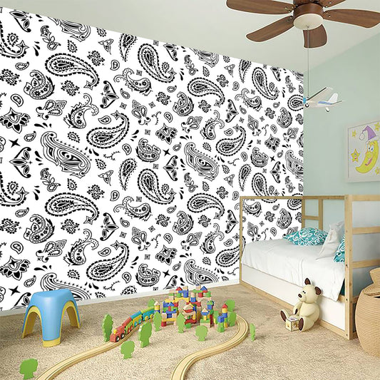 White Paisley Bandana Pattern Print Wall Sticker