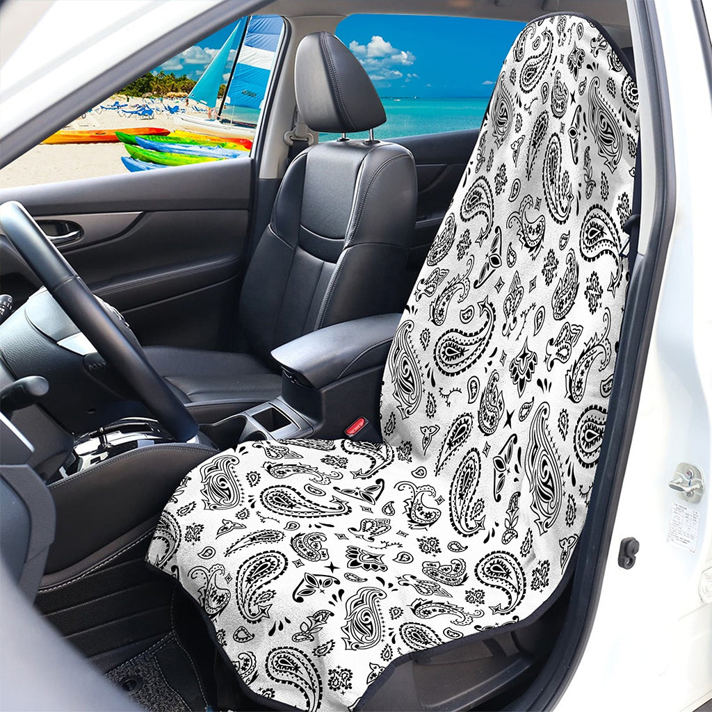 White Paisley Bandana Pattern Print Waterproof Car Seat Cover