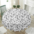 White Paisley Bandana Pattern Print Waterproof Round Tablecloth