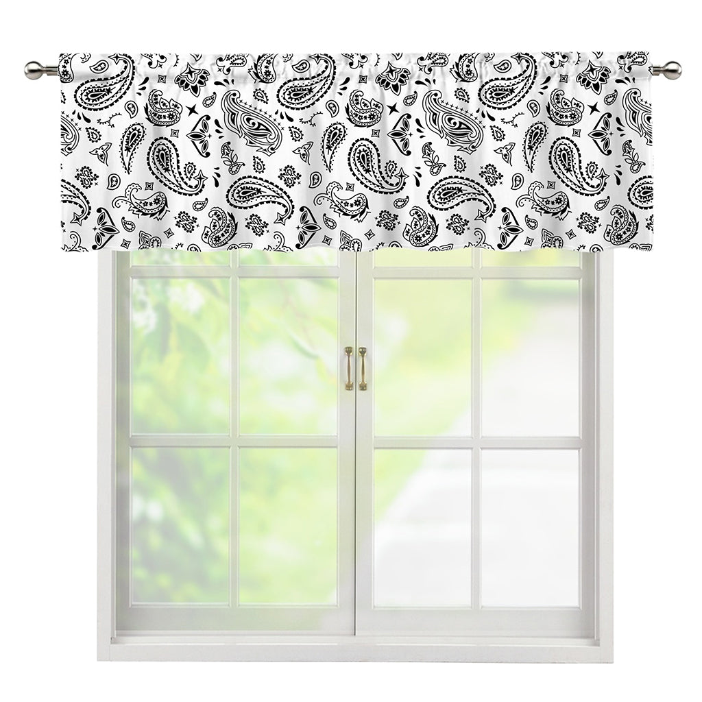 White Paisley Bandana Pattern Print Window Valance