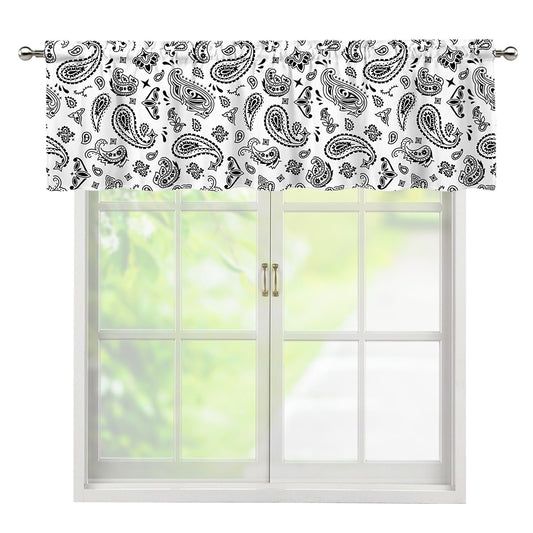 White Paisley Bandana Pattern Print Window Valance