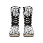 White Paisley Bandana Pattern Print Winter Boots