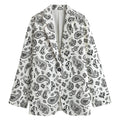 White Paisley Bandana Pattern Print Women's Blazer