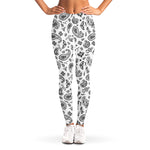 White Paisley Bandana Pattern Print Women's Leggings