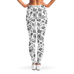 White Paisley Bandana Pattern Print Women's Leggings