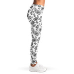 White Paisley Bandana Pattern Print Women's Leggings