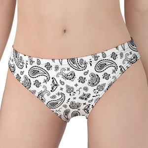 White Paisley Bandana Pattern Print Women's Panties