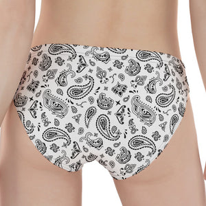 White Paisley Bandana Pattern Print Women's Panties