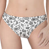 White Paisley Bandana Pattern Print Women's Thong