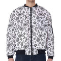 White Paisley Bandana Pattern Print Zip Sleeve Bomber Jacket
