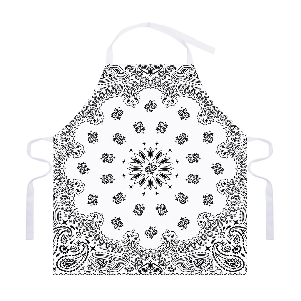 White Paisley Bandana Print Adjustable Apron