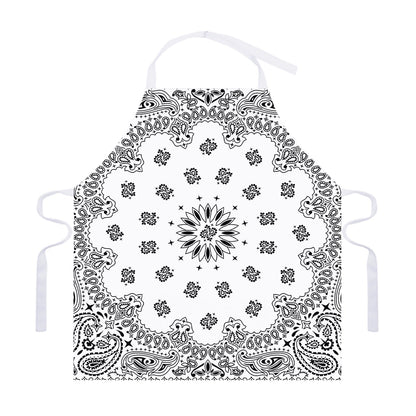 White Paisley Bandana Print Adjustable Apron