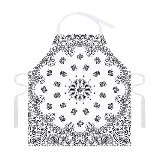 White Paisley Bandana Print Adjustable Apron