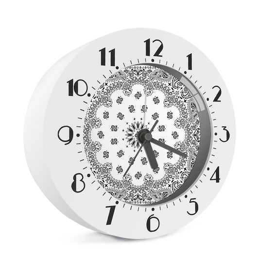 White Paisley Bandana Print Alarm Clock