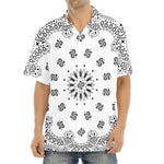 White Paisley Bandana Print Aloha Shirt
