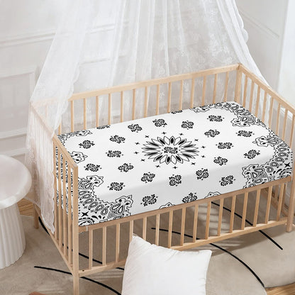 White Paisley Bandana Print Baby Crib Sheet