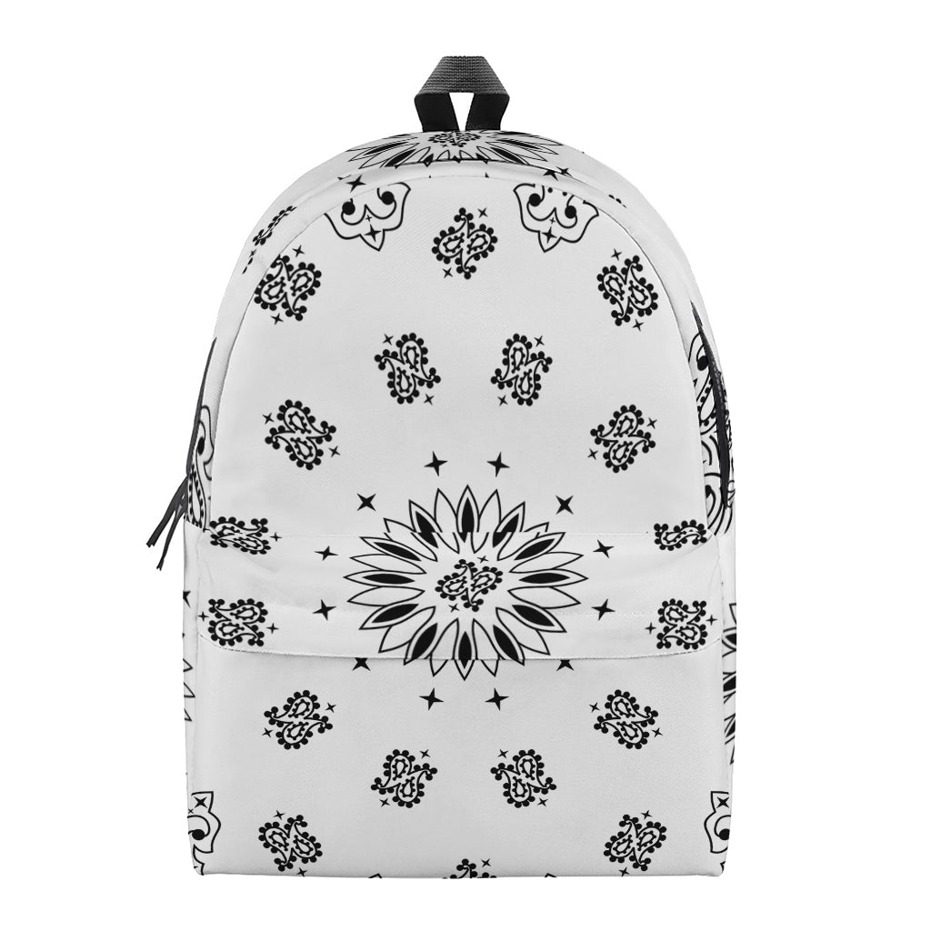 White Paisley Bandana Print Backpack