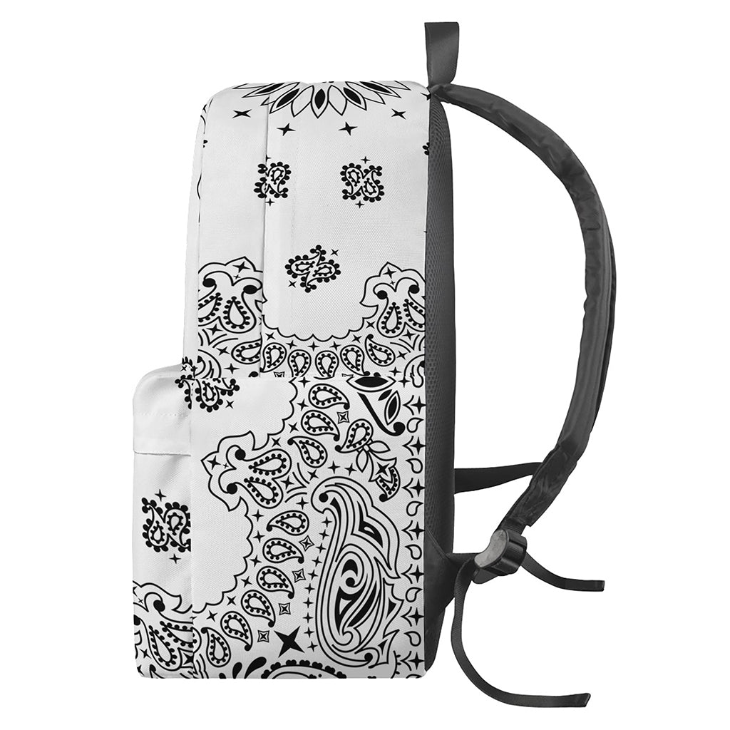 White Paisley Bandana Print Backpack