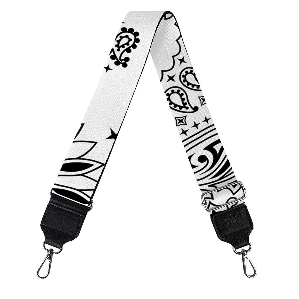 White Paisley Bandana Print Bag Strap