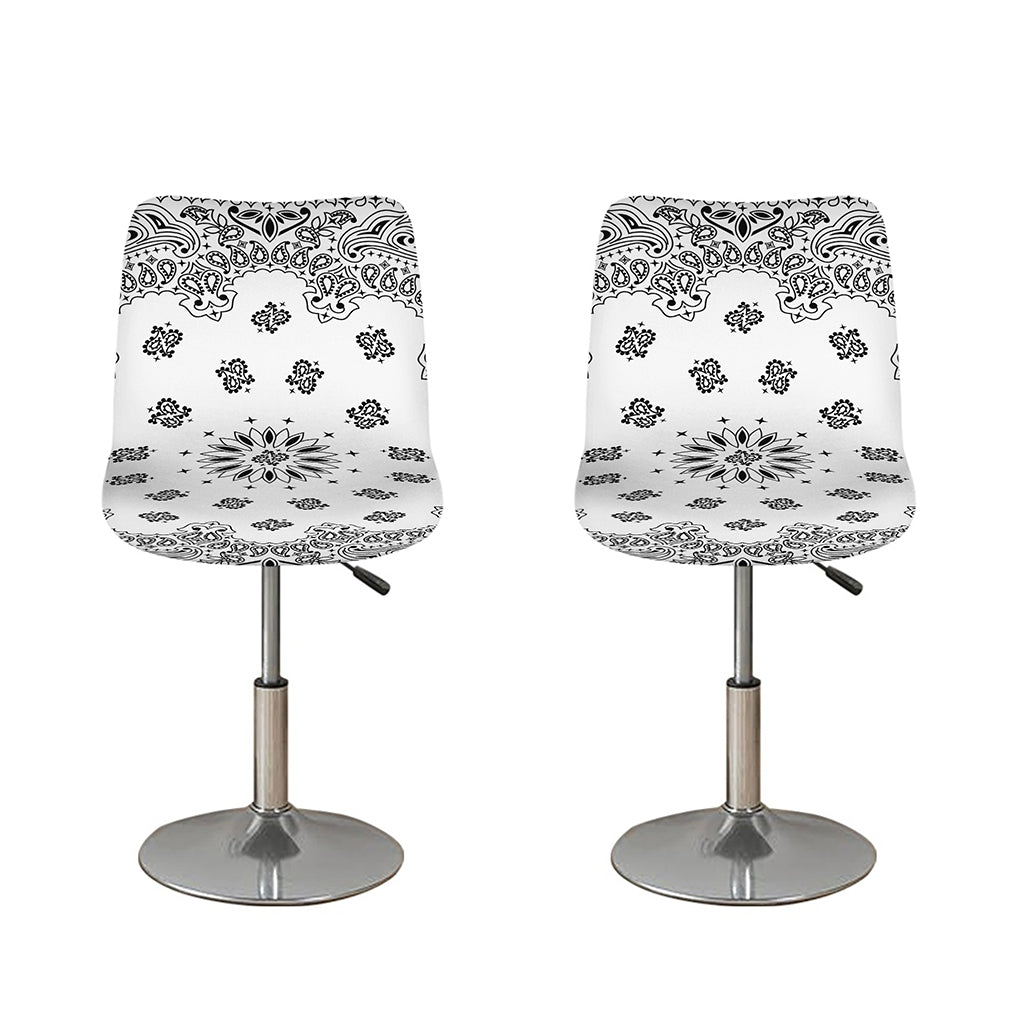 White Paisley Bandana Print Bar Stool Covers