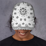 White Paisley Bandana Print Baseball Cap