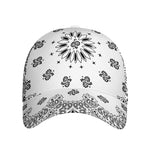 White Paisley Bandana Print Baseball Cap