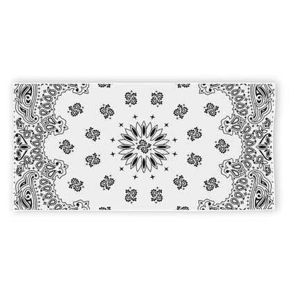 White Paisley Bandana Print Beach Towel