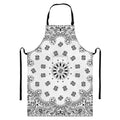 White Paisley Bandana Print Bib Apron With Pocket