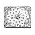 White Paisley Bandana Print Bifold Wallet