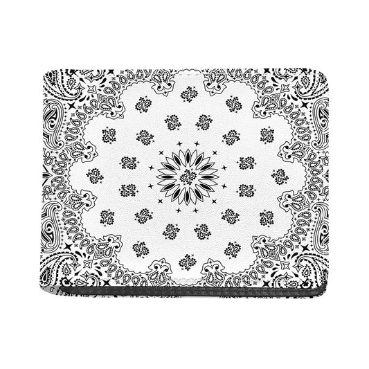 White Paisley Bandana Print Bifold Wallet