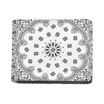 White Paisley Bandana Print Bifold Wallet