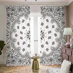 White Paisley Bandana Print Blackout Pencil Pleat Curtains