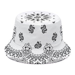 White Paisley Bandana Print Bucket Hat
