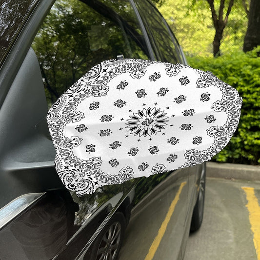 White Paisley Bandana Print Car Side Mirror Covers