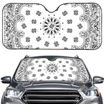 White Paisley Bandana Print Car Windshield Sun Shade