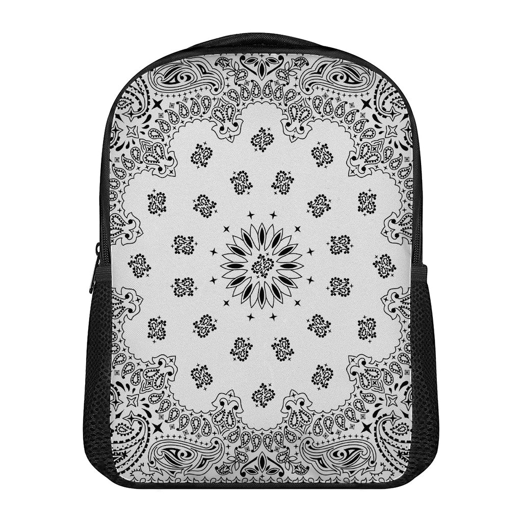 White Paisley Bandana Print Casual Backpack