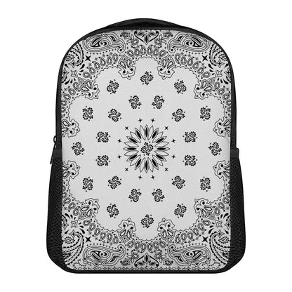 White Paisley Bandana Print Casual Backpack