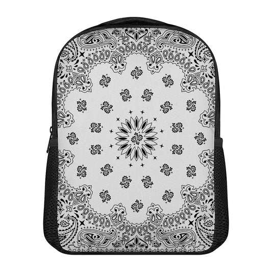 White Paisley Bandana Print Casual Backpack
