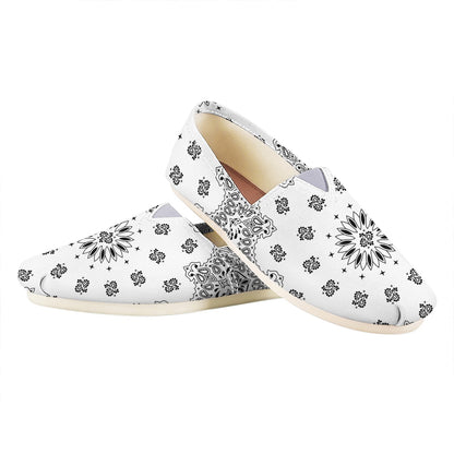 White Paisley Bandana Print Casual Shoes