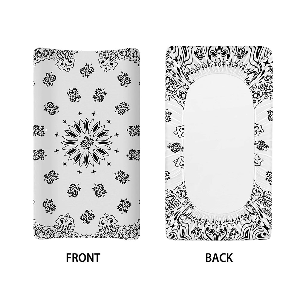 White Paisley Bandana Print Changing Pad Cover
